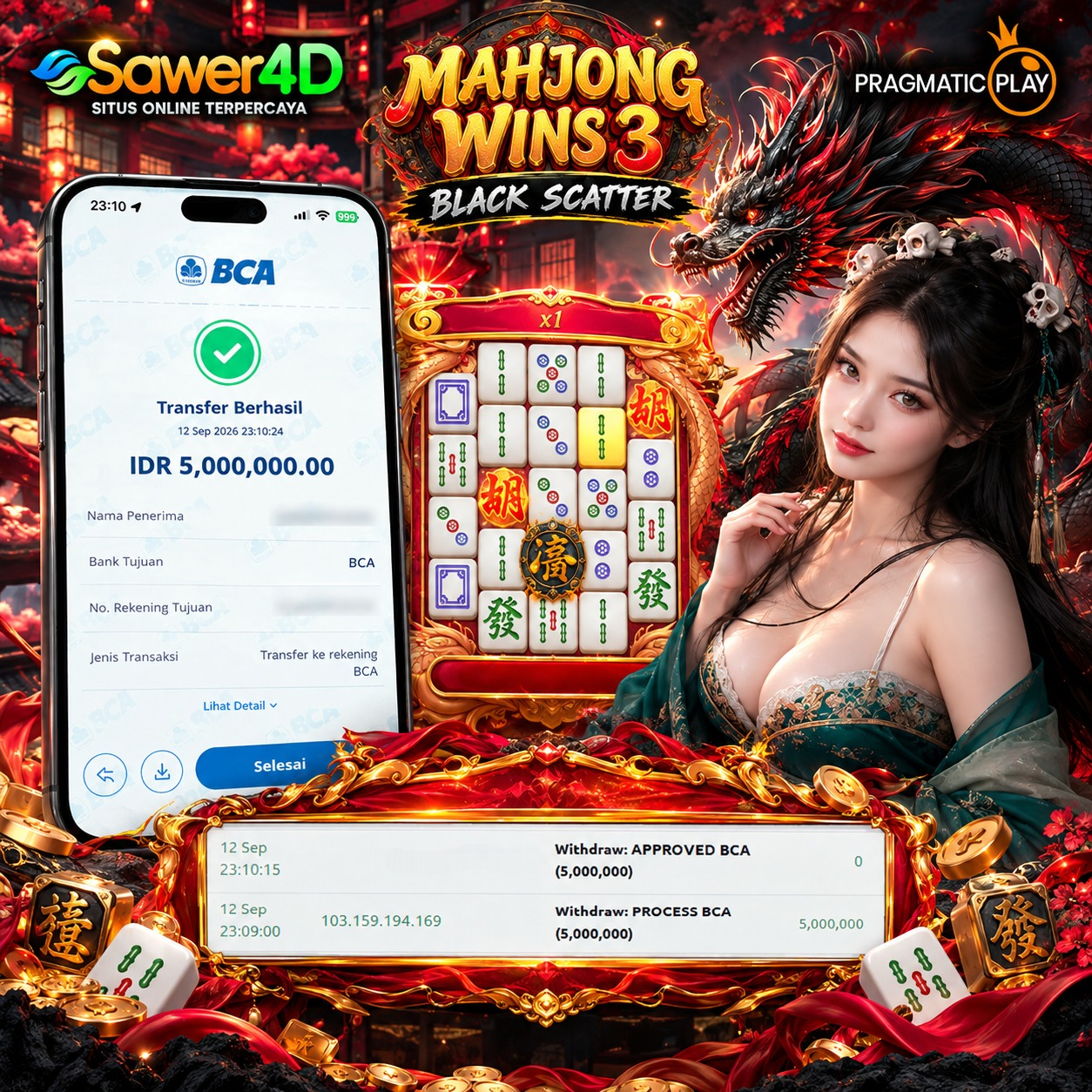🔥🏆 KEMENANGAN BERHASIL DIRAIH DI MAHJONG WINS BLACK SCATTER! Hasil yang patut dirayakan! 🎉