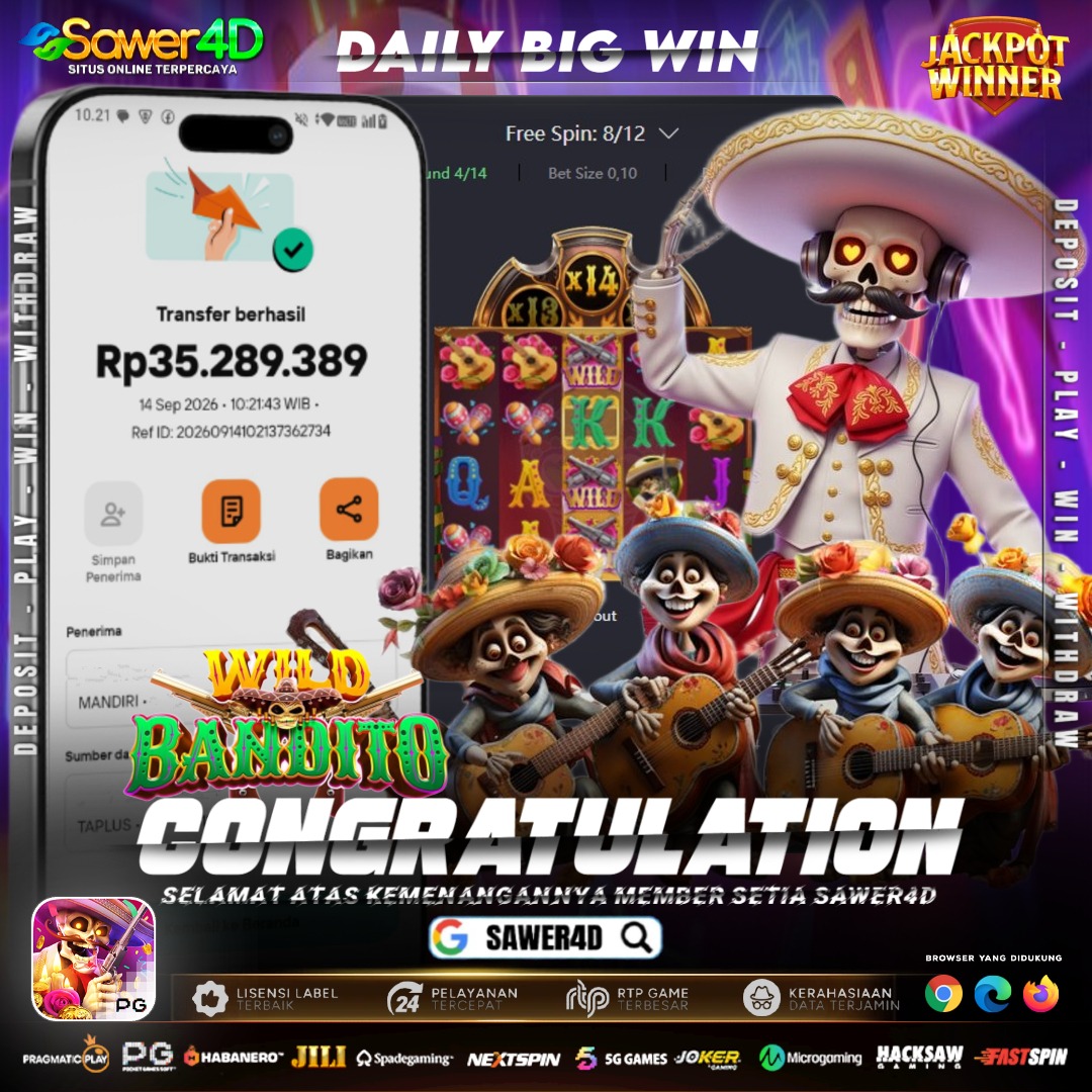 BIG WIN OF THE DAY! 🏆 Satu putaran, peluang kemenangan besar! 🀄✨ WILD BANDITO — JACKPOT WINNER 💎 Rasakan sensasi bermain hanya di SAWER4D!