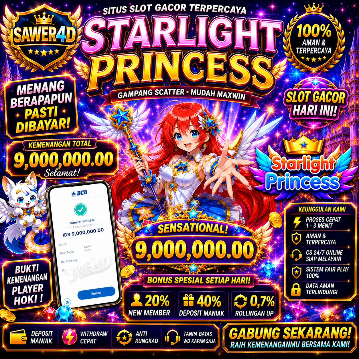 KEJUTAN MANIS dari permainan starlight princess, selamat telah meraih kemenangan manis boskuu!!